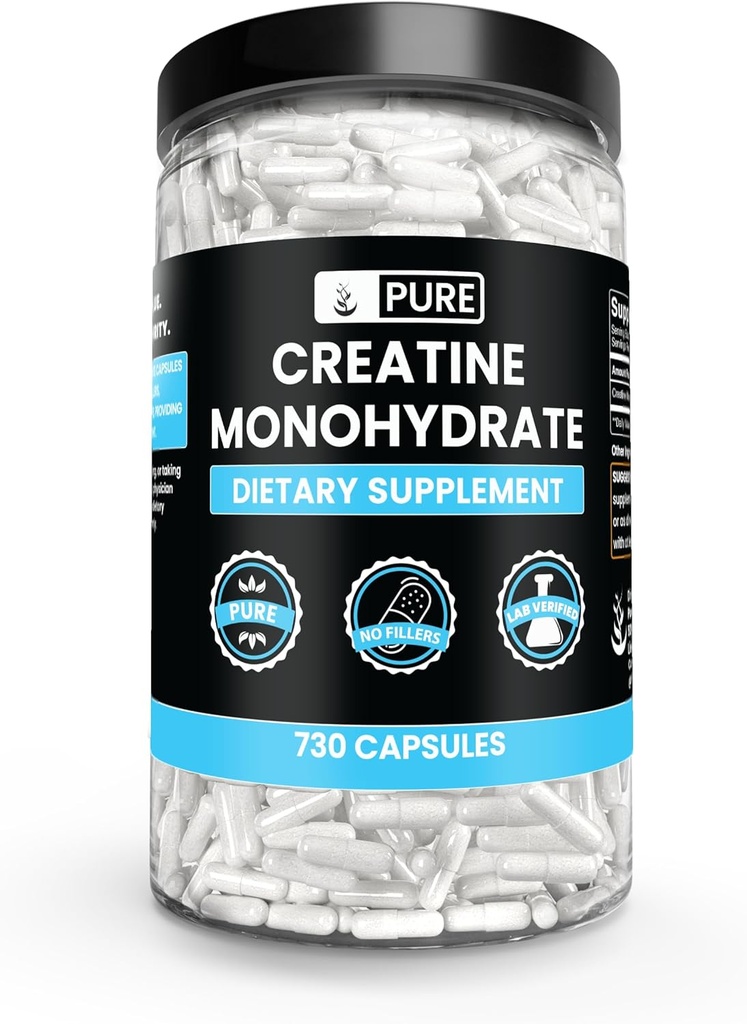PURE ORIGINAL INGREDIENTS Creatine Monohydrate (365 Capsules) No Magnesium Or Rice Fillers, Always Pure, Lab Verified 2
