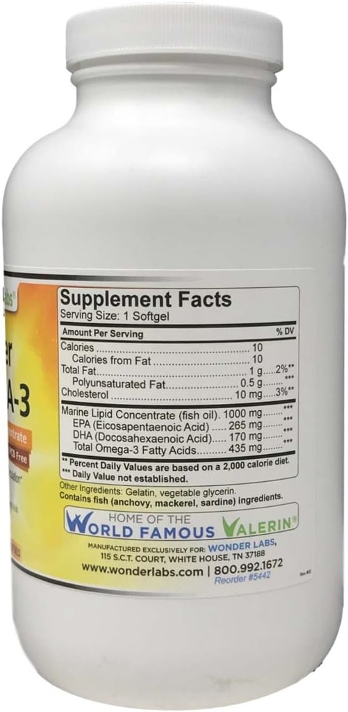 Super Omega-3 Marine Lipid Concentrate - Molecularly Distilled | Pharmaceutical Grade | Contains: EPA 265mg DHA 170mg - 270 Softgels 3