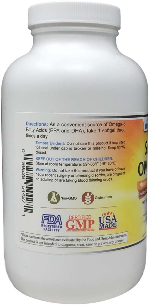 Super Omega-3 Marine Lipid Concentrate - Molecularly Distilled | Pharmaceutical Grade | Contains: EPA 265mg DHA 170mg - 270 Softgels 4