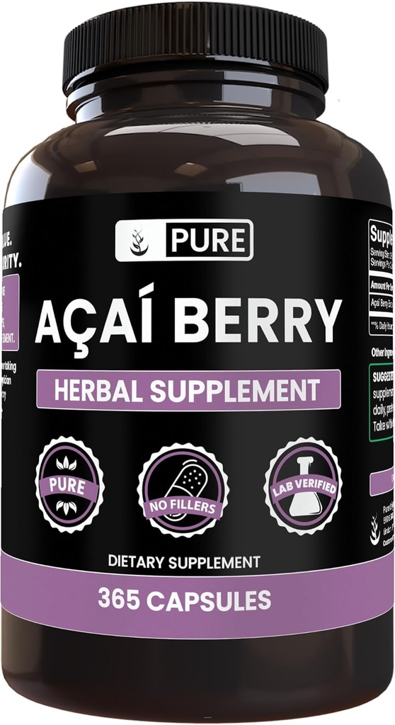 PURE ORIGINAL INGREDIENTS Acai Berry (100 Capsules) No Magnesium Or Rice Fillers, Always Pure, Lab Verified 2