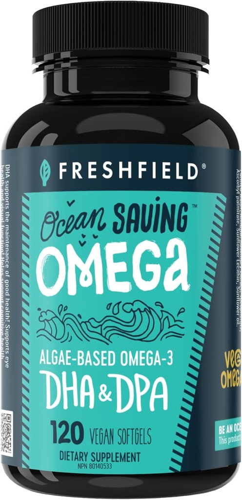 Ocean Saving Omega, Algae Omega 3, DHA Supplement, 4-Month Supply, Sustainably Sourced, Highest Levels of DHA per Capsule (440 mg), w/DPA 2