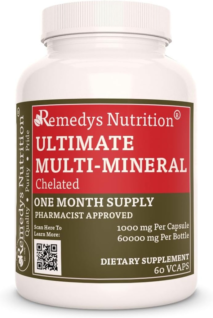 Remedy's Nutrition Ultimate Chelated Multi Mineral | 1,000mg, 60 Vegan Capsules Dietary Supplement | One Month Supply 2