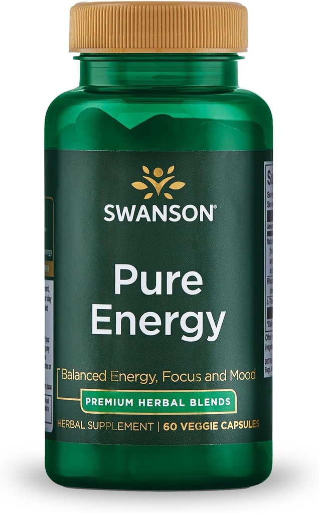 Swanson Pure Energy Metabolism Concentration Focus Support Stress Management Adaptogenic Herbs Herbal Supplement 60 Veggie Capsules (Veg Caps) Vegan 2