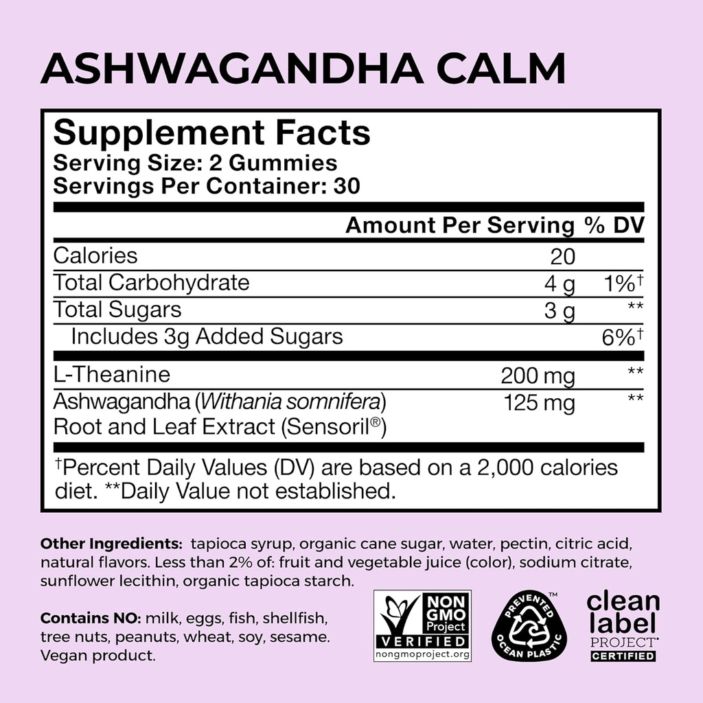 HUM Calm Ashwagandha Gummies for Women and Men, L-Theanine Ashwagandha Supplements for Daily Relaxation & Clarity Support, Vegan Fast Acting Gummy Formula, Mixed Berry Flavor, 60 Gummies 6