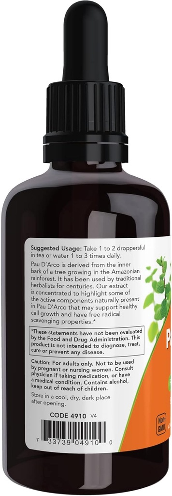 NOW Foods Supplements, Pau D'Arco Extract Liquid with Dropper, Free Radical Scavenger*, 2-Ounce 4