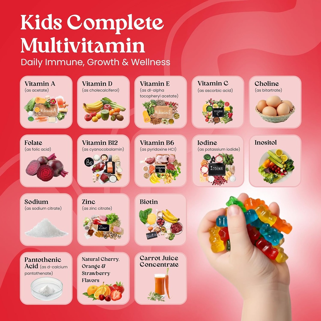 VITA GLOBE Kids Complete Multivitamin Gummies – with Vitamins A, C, D, E, B6 & B12 | Daily Immune, Growth & Wellness Support | Great-Tasting Chewable Supplement for Children – 120 Count (Pack of 2) 4