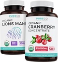Save $4 (12% off) - Mind & Body Bundle - Organic Cranberry Concentrate (50:1 Concentrate - Equals 25,000mg of Fresh Cranberries) and Organic Lions Mane (10:1 Extract - Equals 10,000mg of Mushrooms) 2