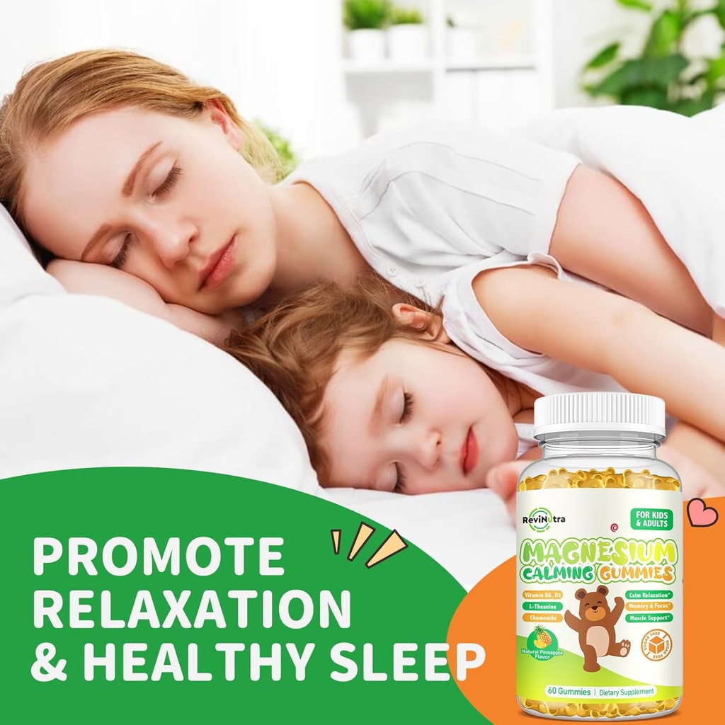 2 Pack Magnesium Gummies for Kids & Adults- Magnesium Glycinate Complex 6