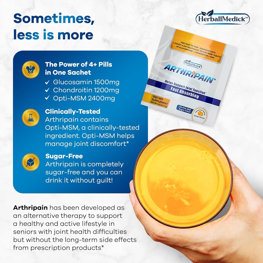 Arthripain – Joint Support Cartilage Repair Supplement – Clinically Tested Joint Juice - Ligament Relief Support – Glucosamine Chondroitin MSM – Swollen Knee Treatment –Sugar-Free – Made in US - 30ct 6