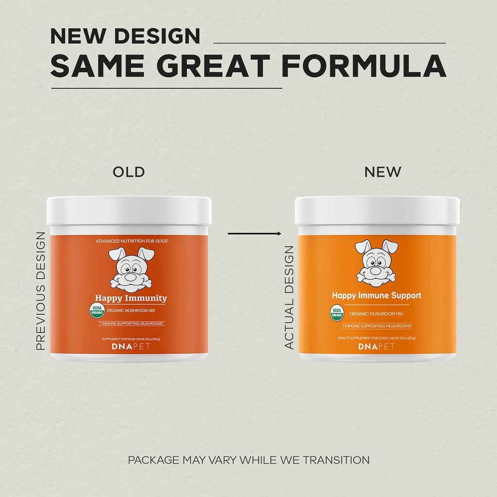 Happy Immunity USDA Certified Organic Mushroom Complex for Dogs, Organic Cordyceps Shiitake Reishi, Vegan Mushroom Blend Powder Canine Supplement, Advanced Mushroom Mix, Non-GMO, 3.5 oz 4