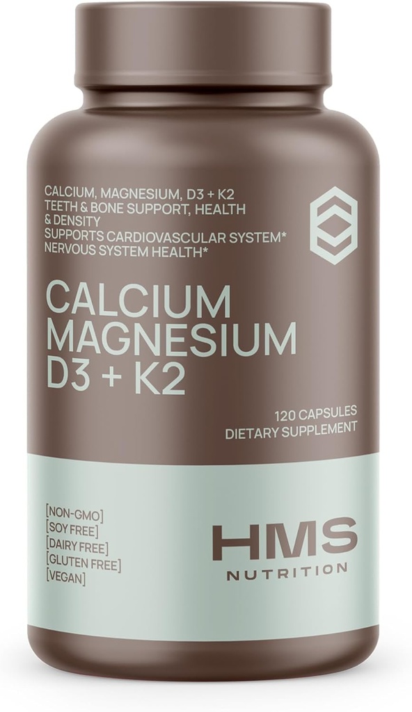 Calcium, Magnesium, Vitamins D3 + K2 for Bone Health, Immune Support, Bones & Teeth Calcium Supplement for Women & Men, Non-GMO, Gluten-Free, 120 Capsules 2