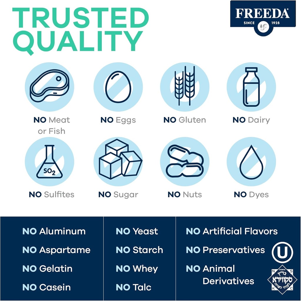 Freeda Super Cal/Mag – Kosher Vegan Bone Health Supplement – Supports Bone Strength, Nerve Function & Muscle Relaxation – Vegetarian Calcium Magnesium Capsules – Third-Party Tested – 250 Capsules 5