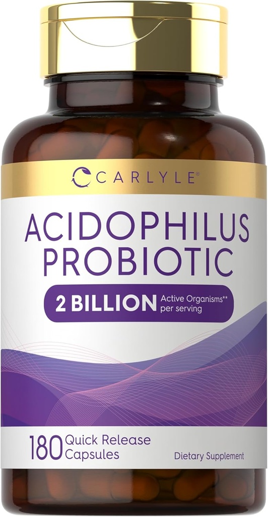 Carlyle Acidophilus Probiotic for Women & Men's Digestive Health | 2 Billion CFU | 180 Quick Release Capsules | Non-GMO & Gluten Free 2