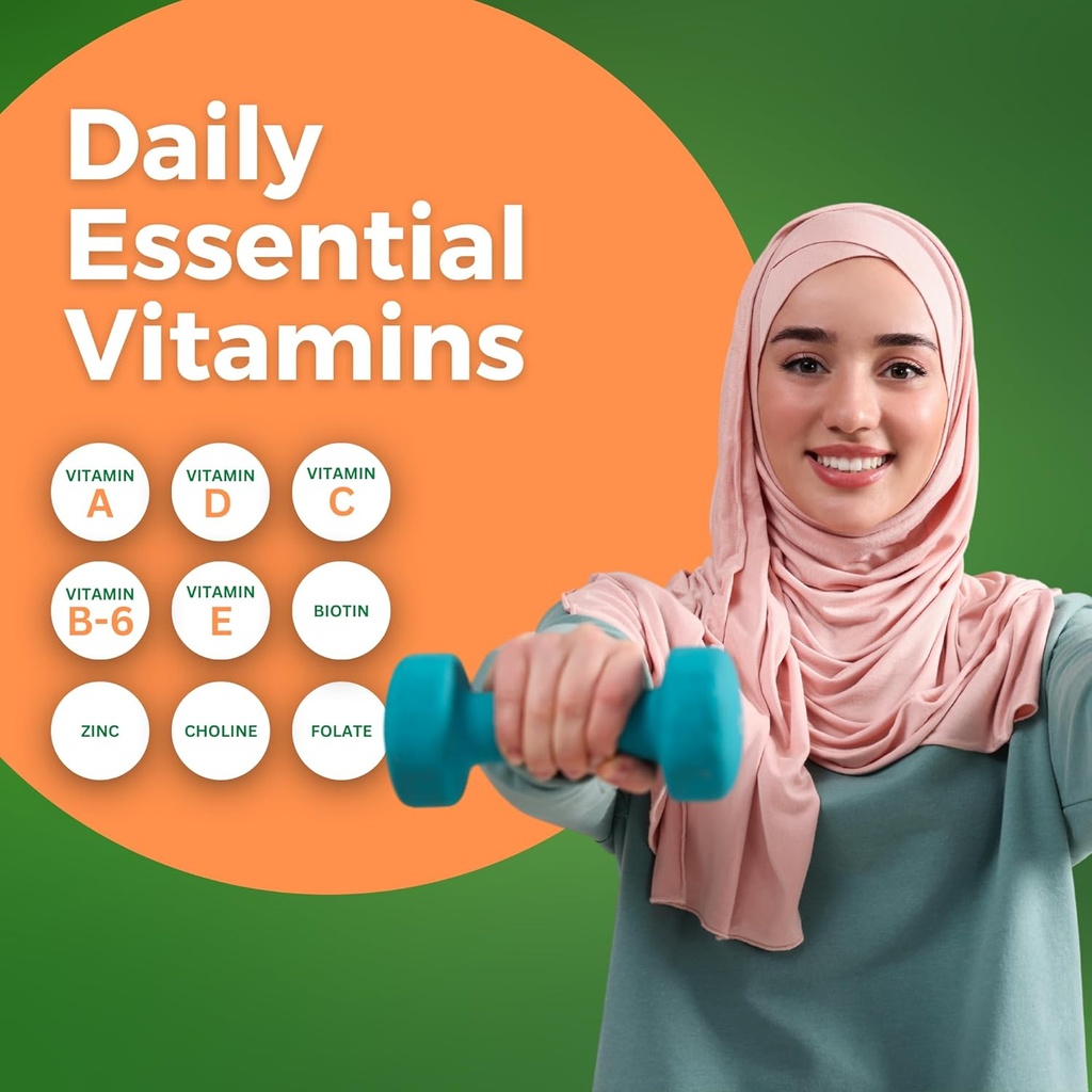 Halal Adult Multivitamin Gummies for Men, Women, Complete Everyday Nutritional Support with Biotin, Vegan, Natural Fruit Flavors, Non-GMO, Made in USA - Halal Vitamins 6