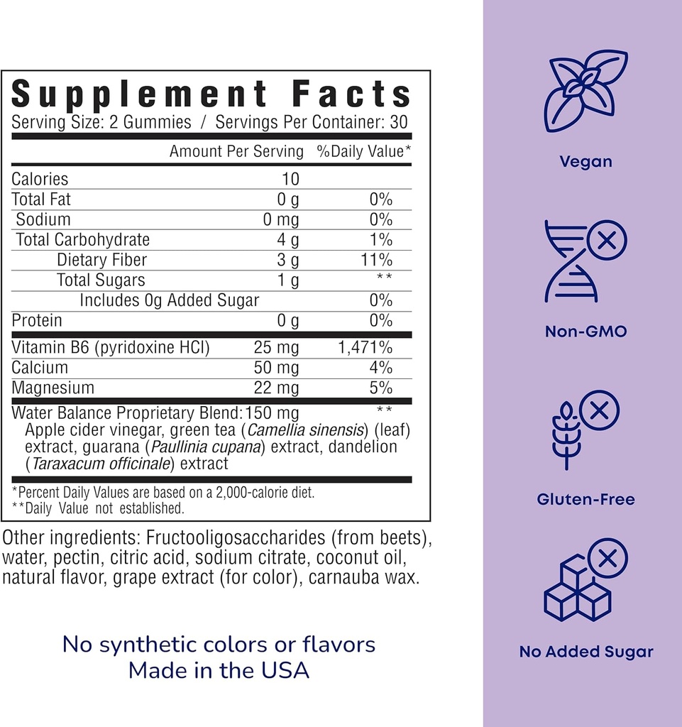 her own Debloat Gummy, Bloating and Gas Relief, Helps Reduce Water Retention, Supports Energy, with Apple Cider Vinegar and Dandelion, Gluten and Soy Free, Vegan, 60 Gummies, 60 Servings 4