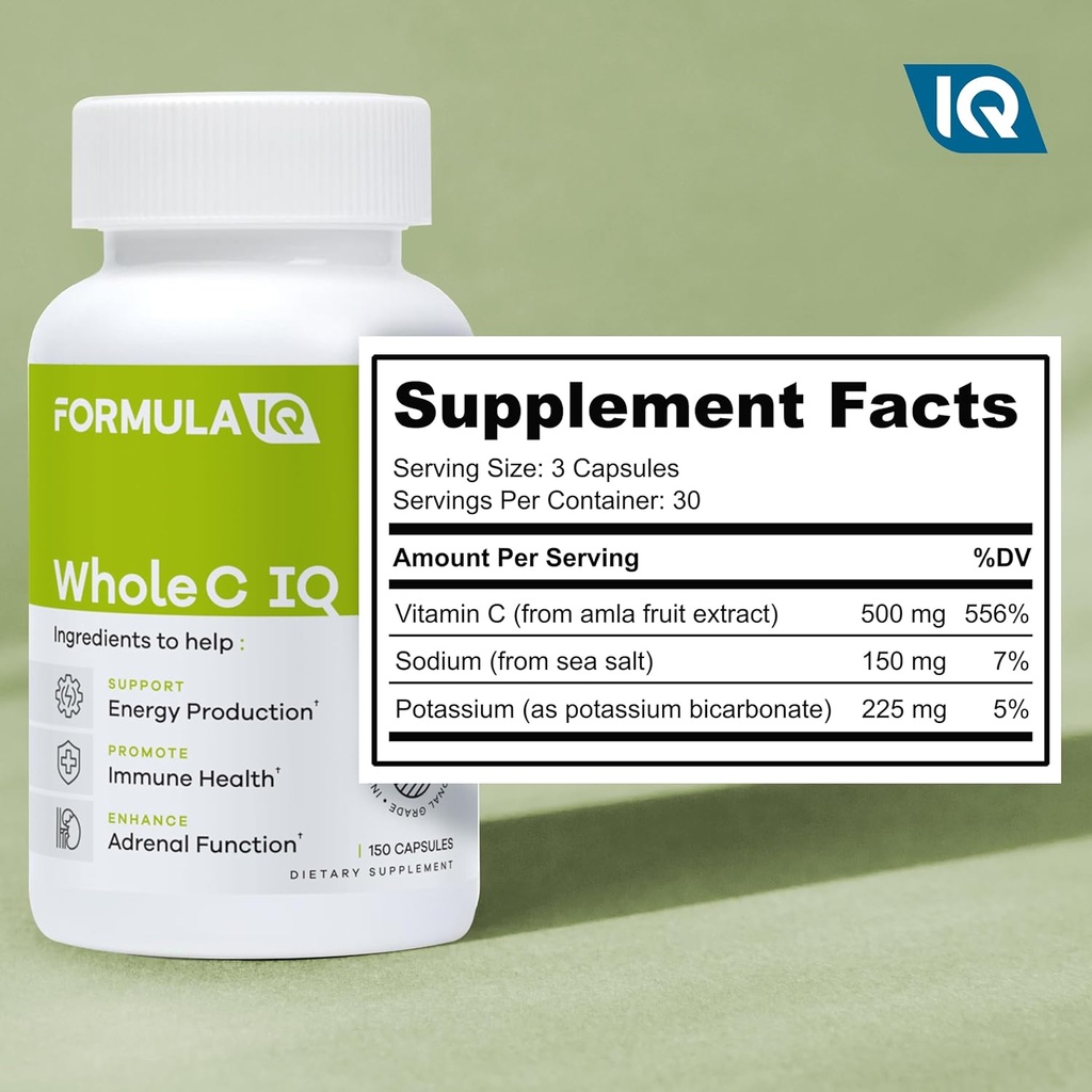 FIQ - Whole C IQ - Natural Vitamin C Supplements with Amla Fruit Extract - Iron, Energy, & Immune Support from Whole Food Sources - High Absorption Vitamin C Capsules - 90 Capsules 5