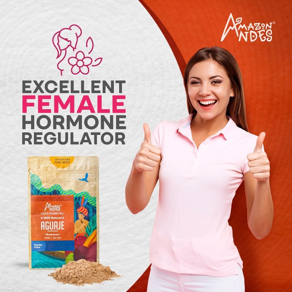 Andes Aguaje Fruit Powder - Buriti Wild Harvested in Peru - Support Menstrual Disorder - Non-GMO Allegen-Free & Vegan - Halal - Contains Phytoestrogens - 5.2 Ounce (40 Servings) 3