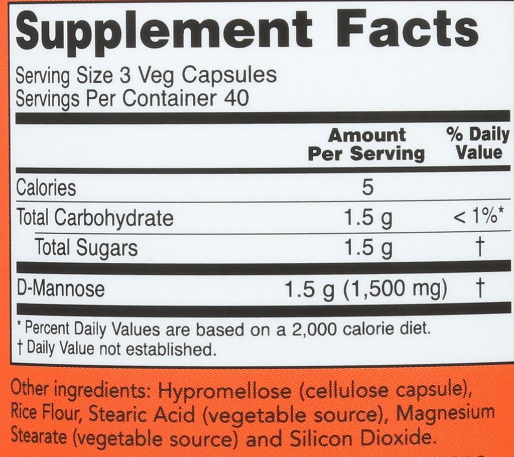 Now Foods D-Mannose, 120 Caps 500 mg (Pack of 3) 5