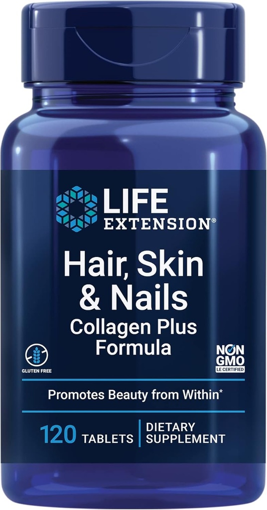 Life Extension Hair, Skin & Nails Collagen Plus Formula with Vitamin D3 5000 IU - Promotes Collagen, Keratin, Bone, Brain, Immune & Nail Health - 120 Count & 60 Softgels 3