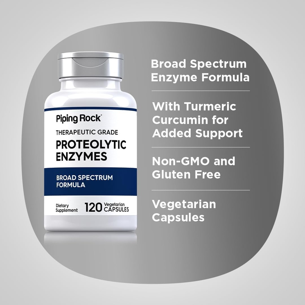 Piping Rock Proteolytic Enzymes Supplement | 120 Capsules | Broad Spectrum Complex | Vegetarian, Non-GMO, Gluten Free 5