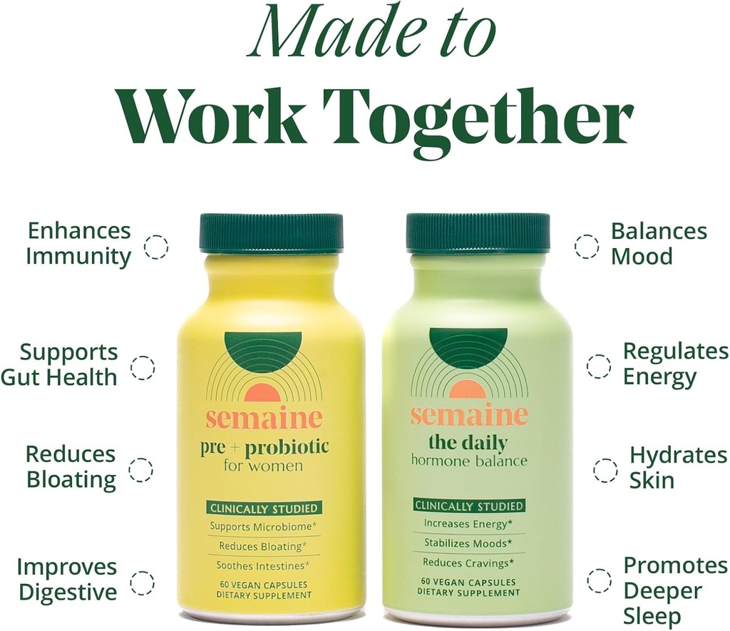 Semaine Hormonal Gut Balance Bundle - Support Cellular Energy, Clear Skin & Mood. Ease Bloating & Indigestion, Support Vaginal Health | 1 Month Supply 3