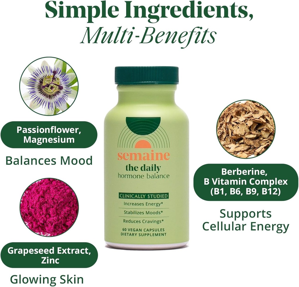 Semaine Hormonal Gut Balance Bundle - Support Cellular Energy, Clear Skin & Mood. Ease Bloating & Indigestion, Support Vaginal Health | 1 Month Supply 5