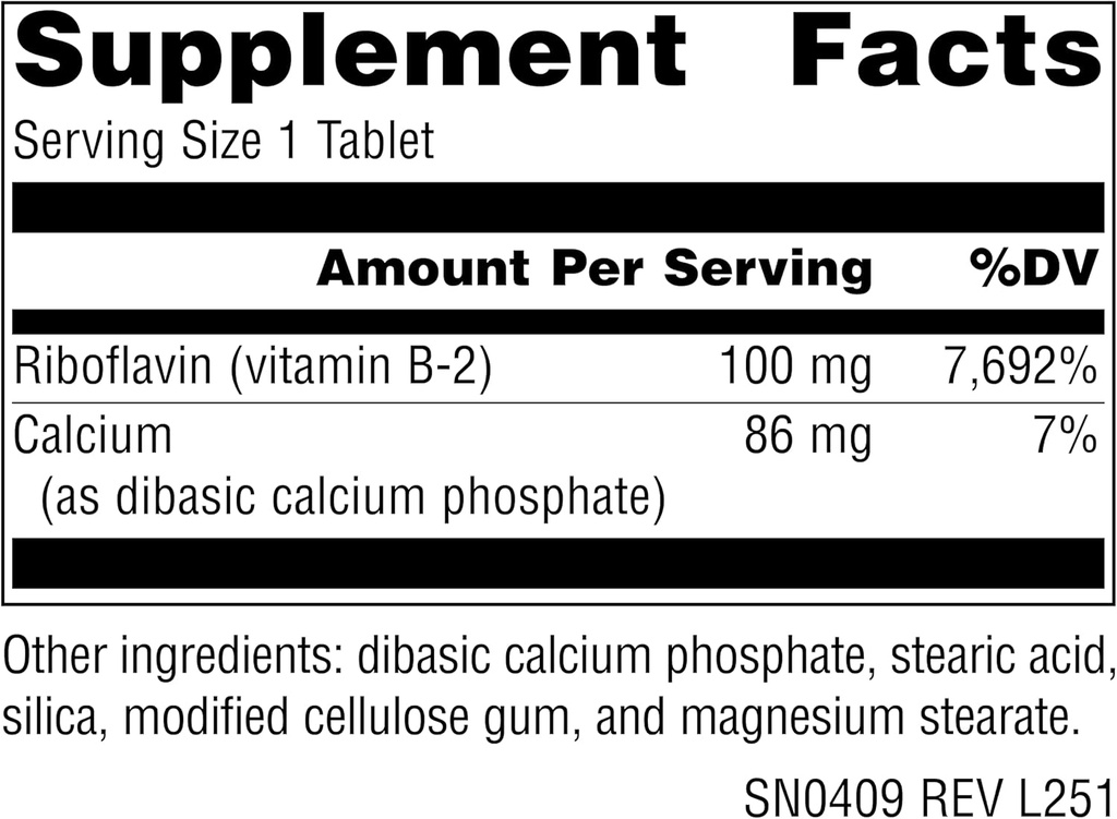 Source Naturals Vitamin B-2 Riboflavin 100 mg Supports Energy Production - 100 Tablets 3