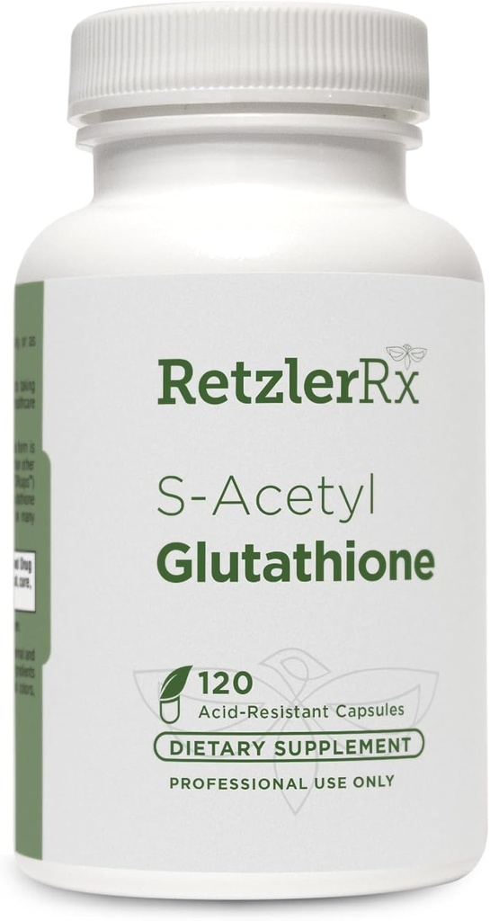 RetzlerRx S-Acetyl Glutathione Supplement 100 mg. per Capsule, Made in USA - 120 Acid-Resistant Capsules - Antioxidant Support - Non-GMO, Soy & Gluten-Free / Bergaflow®, Pharmaceutical Grade 2