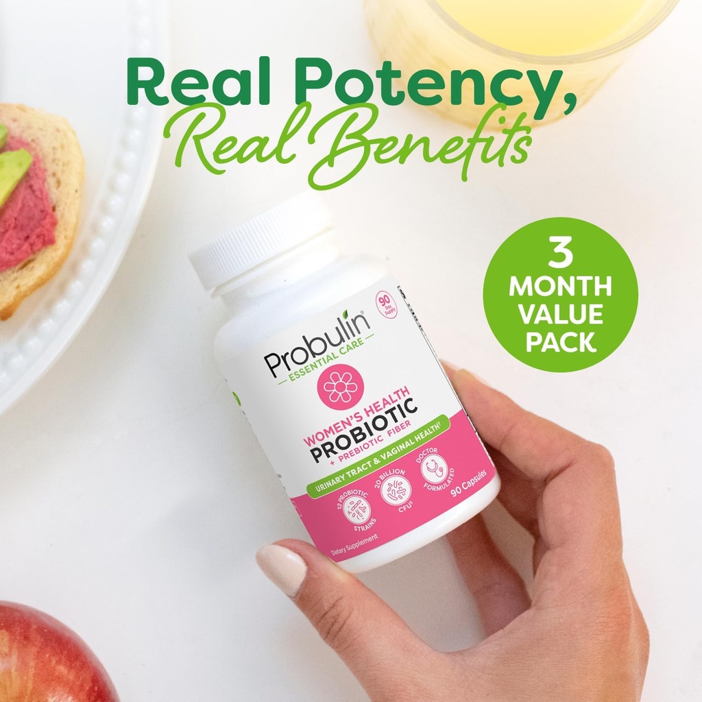 Probulin Womens Probiotic - Vaginal, UT, Gut & Immune Health with Lactobacillus Reuteri - 20 Billion CFU, 12 Probiotic Strains & Prebiotics - 90 Vegan, Gluten Free Capsules for Whole-Body Wellness 5