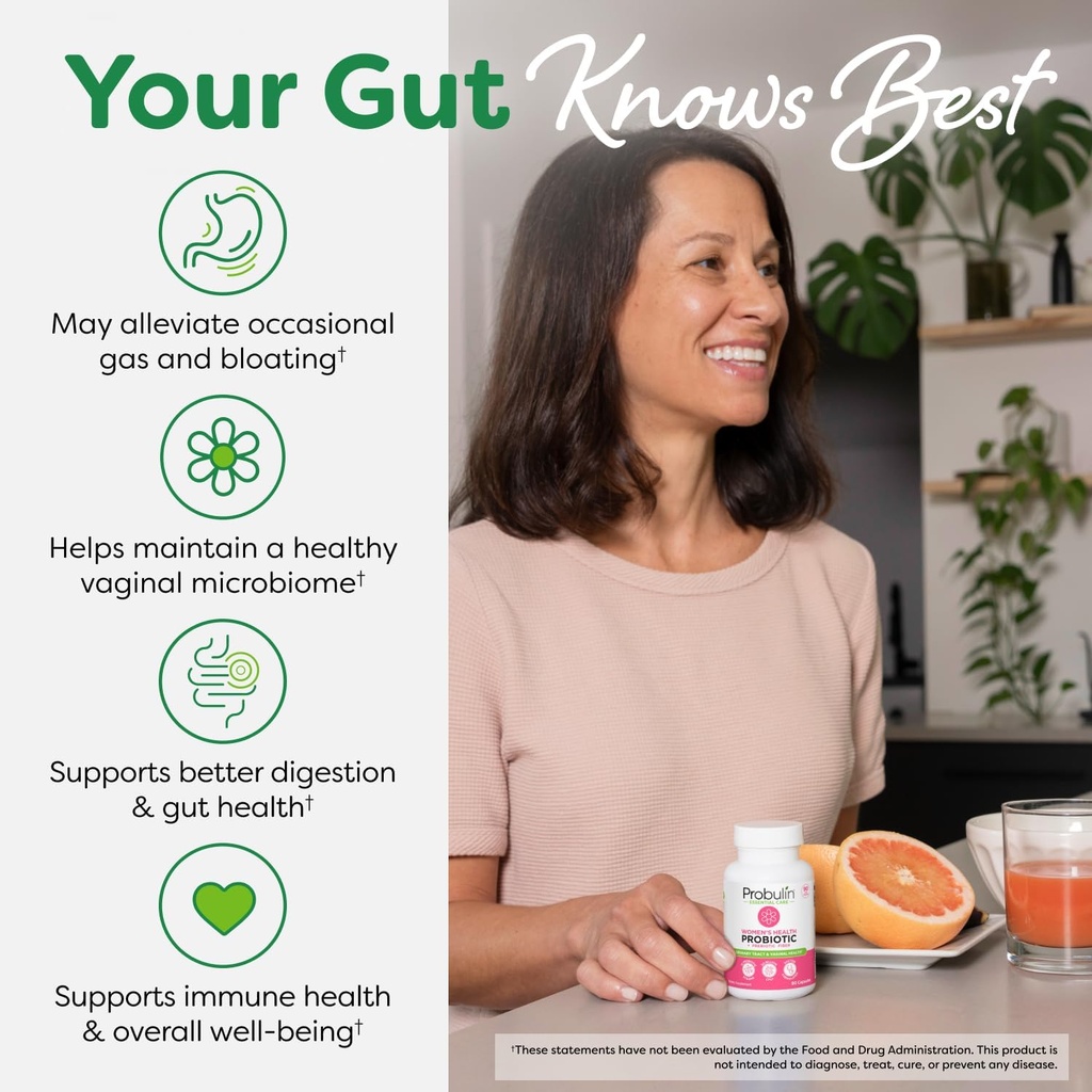 Probulin Womens Probiotic - Vaginal, UT, Gut & Immune Health with Lactobacillus Reuteri - 20 Billion CFU, 12 Probiotic Strains & Prebiotics - 90 Vegan, Gluten Free Capsules for Whole-Body Wellness 6