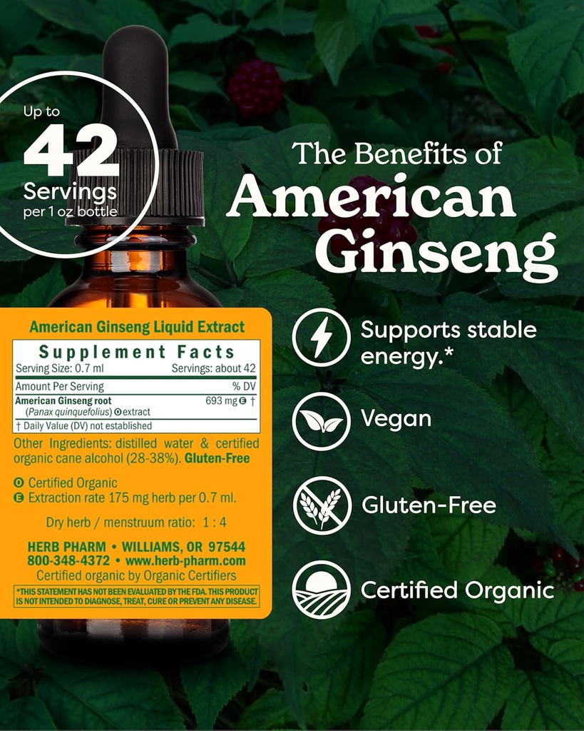 Herb Pharm Certified Organic American Ginseng Extract - 1 Ounce 3