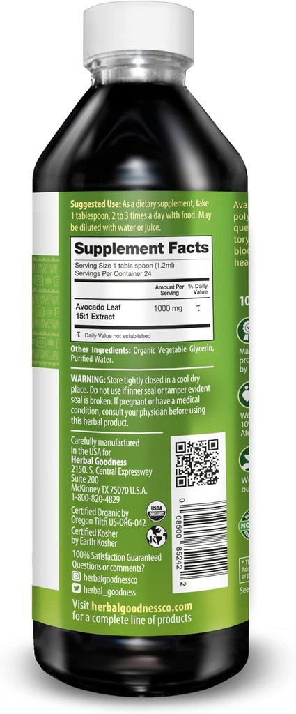 Avocado Leaf Extract Liquid Supplement - Avocado Fruit, Hoja de Aguacate, Avocado Leaves for Vitamins, Dietary Fiber, Skin & Immune Support, Digestive Health - 12oz Herbal Goodness 2