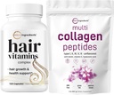Micro Ingredients Multi Collagen Protein Powder 2 Pounds & Hair Vitamins Complex Capsules Bundle Pack | Grass-Fed Collagen Peptides | 14-in-1 Advanced Hair Growth Support 2