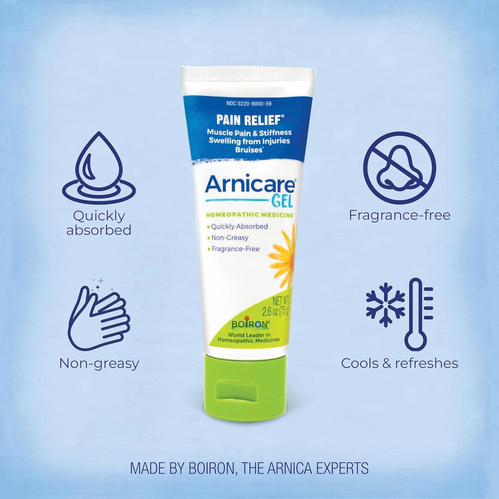 Boiron Arnicare Gel for Relief of Joint Pain, Muscle Pain, Muscle Soreness, and Swelling from Bruises or Injury - Non-greasy and Fragrance-Free - 2.6 oz 4