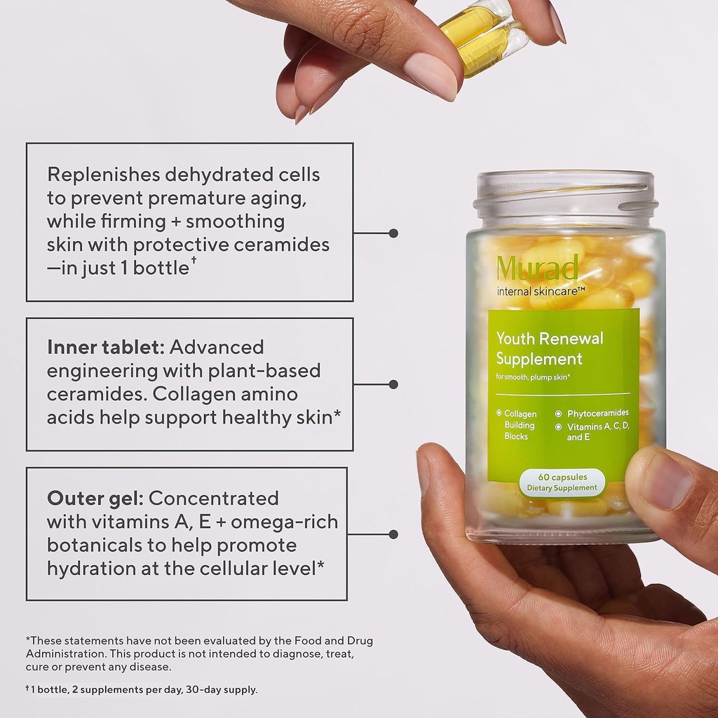 Murad Youth Renewal Supplement for Smooth, Plump Skin – Anti-Aging Beauty Supplement - Collagen and Ceramides Reduce Wrinkles and Fine Lines from Within 3