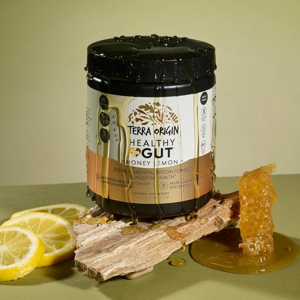 TERRA ORIGIN Healthy Gut Powder (Honey Lemon) | 30-Servings with L-Glutamine, Zinc, Glucosamine, Slippery Elm Bark and More! 3