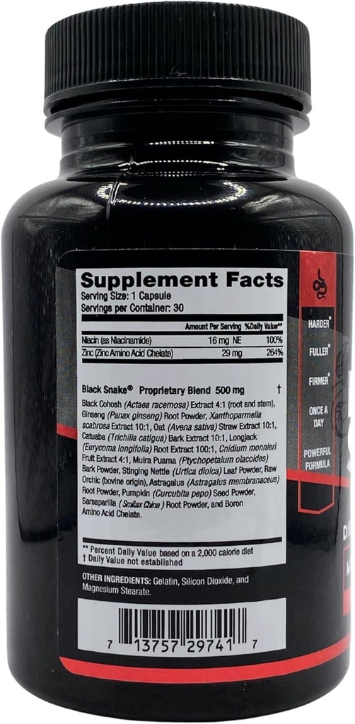 Black Snake by VIGOR LABS - Male Enhancement Capsules (30 Capsules), Boosts Blood Flow, Size and Hardness. Powerful Proprietary Blend of Natural Ingredients. Made in The USA 4