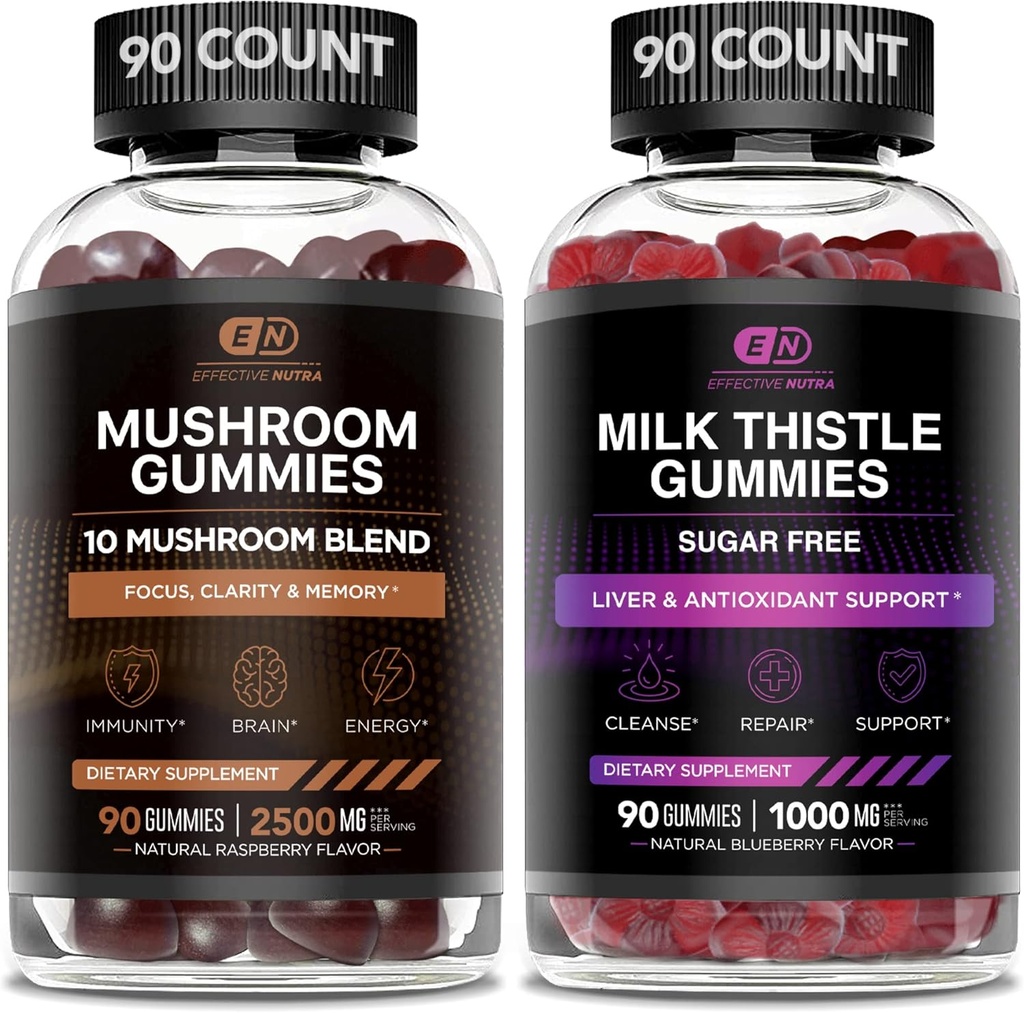 EFFECTIVE NUTRA Mushroom Gummies & Milk Thistle Gummies 2