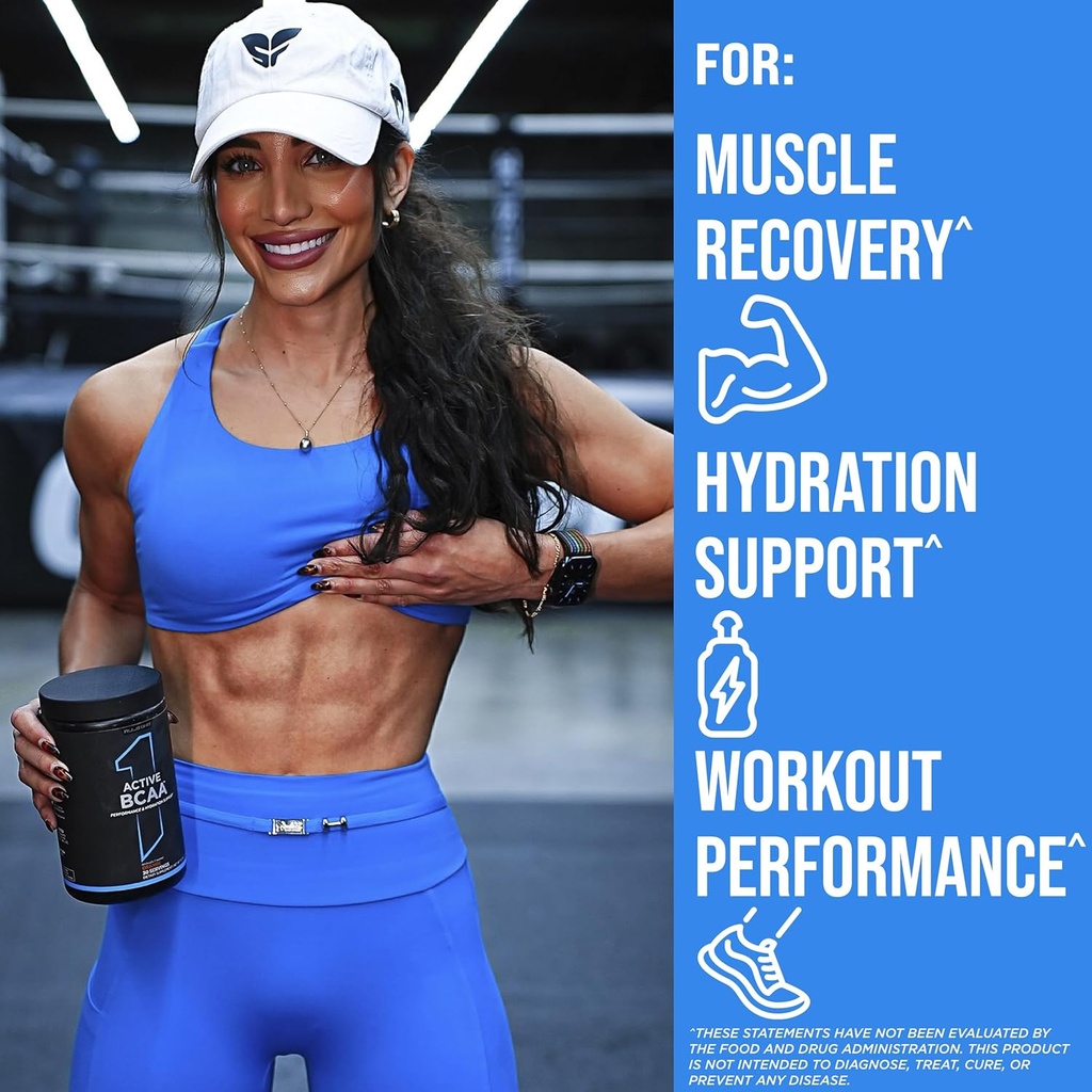 Rule 1 Active BCAA - Performance, Hydration, and Recovery Support with 5g BCAAs + Electrolytes, L-Glutamine, and Citrulline (30 Servings, Blue Raspberry) 5