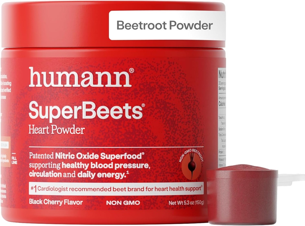 HumanN SuperBeets Beetroot Powder - Nitric Oxide Boost for Blood Pressure, Circulation & Heart Health Support - Non-GMO Superfood Supplement - Original Apple Flavor, 30 Servings 2