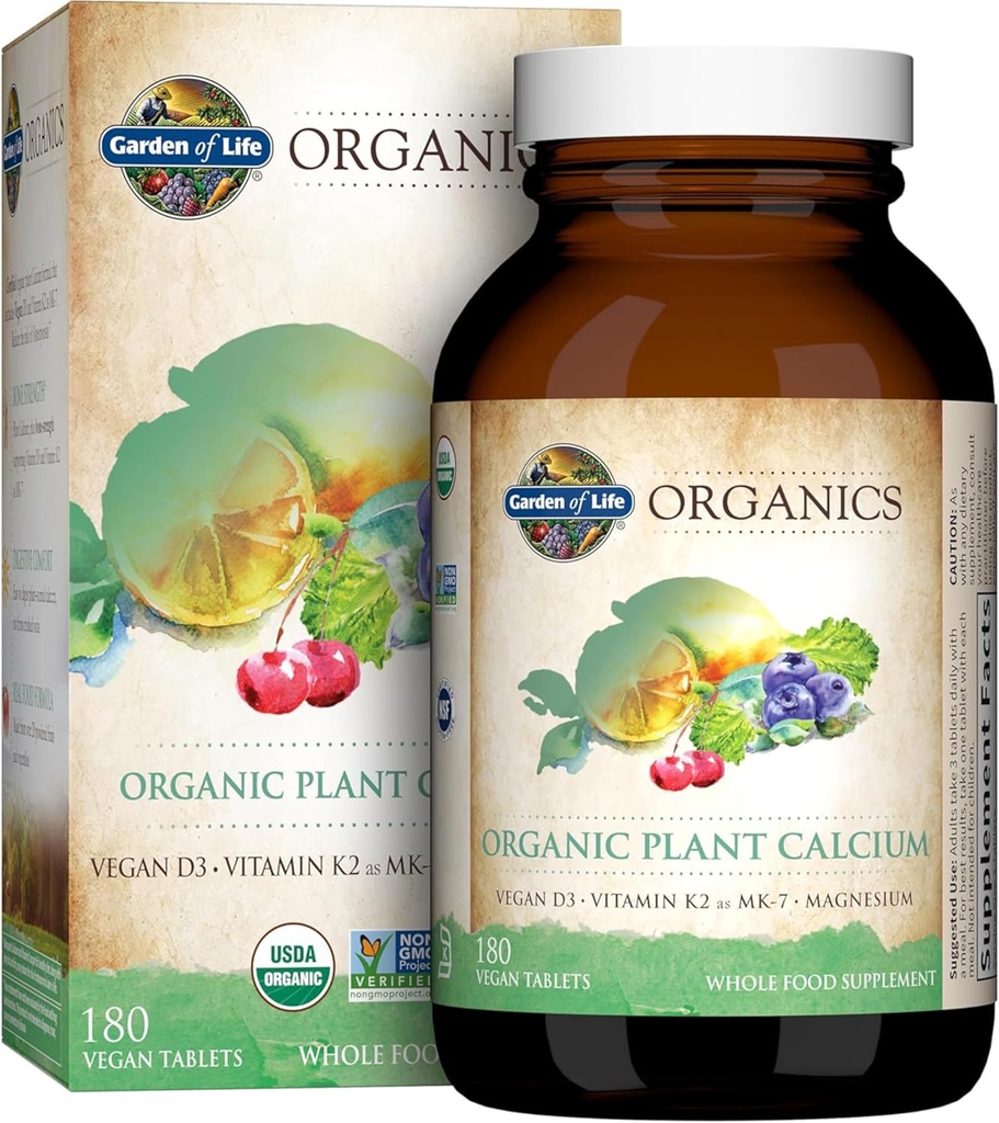 Garden of Life Calcium Supplement with Magnesium & Organic Vitamin D3 K2, Made from Whole Foods, Gluten-Free, 180 Count 2