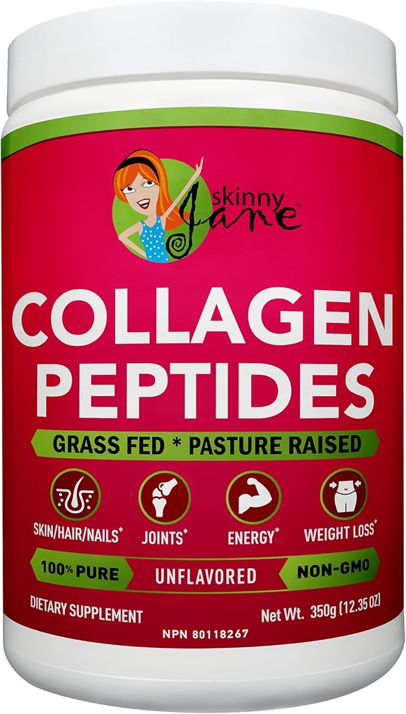 Skinny Jane Collagen Peptides Powder - Rejuvenates Skin - Healthy Hair and Nails -Supports Joints - Keto Friendly, Zero Carbs - Unflavored - 35 Servings 2