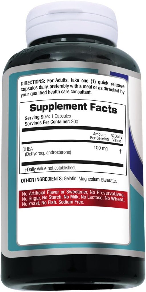 FITO MEDIC'S Lab | DHEA | dhea 100mg | 200 Capsules | dhea Supplement | dhea Supplement for Women | dhea Supplement for Men | Ultra high Absorption. 3