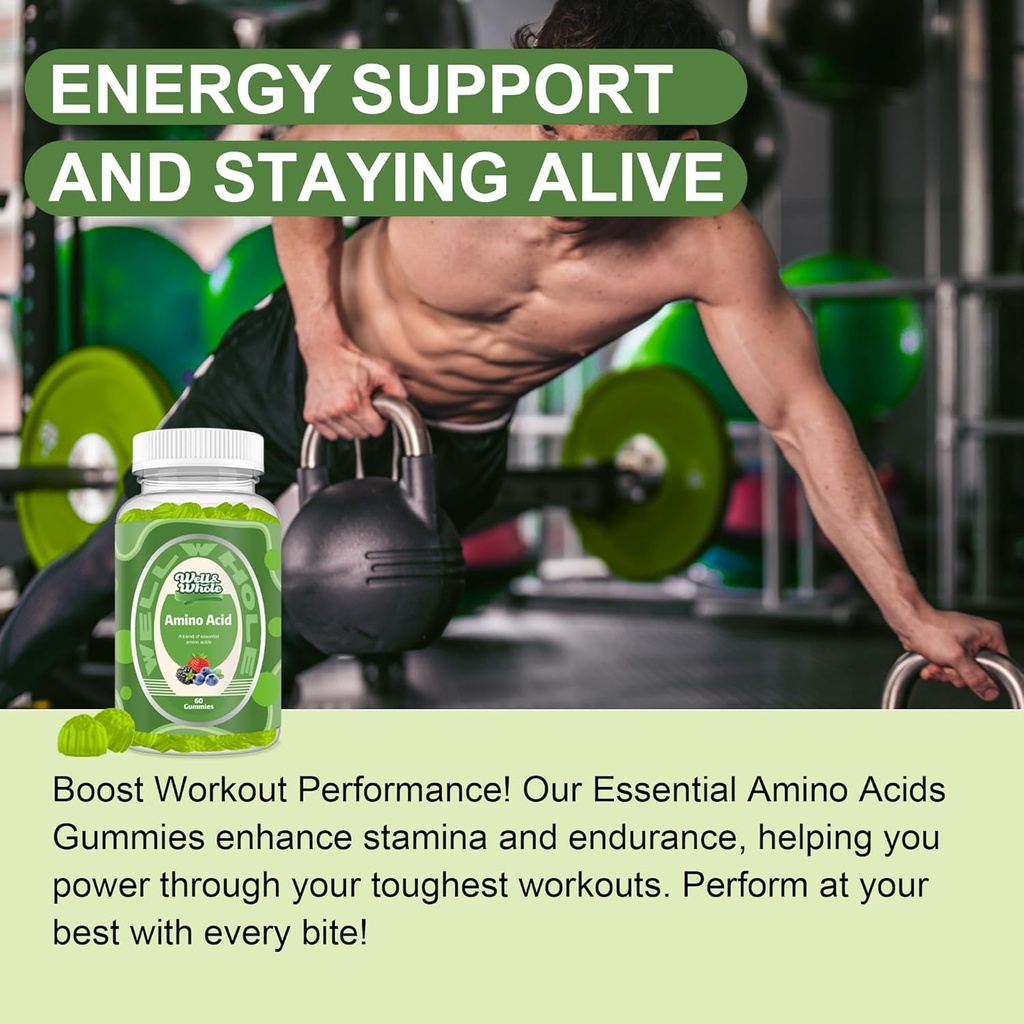 Well&Whole Essential Amino Acids Supplement Gummies – 9-in-1 EAA Gummies for Women & Men, Energy & Muscle Recovery Support – Amino Acids Supplement, Mixed Berry, 30 Servings 5