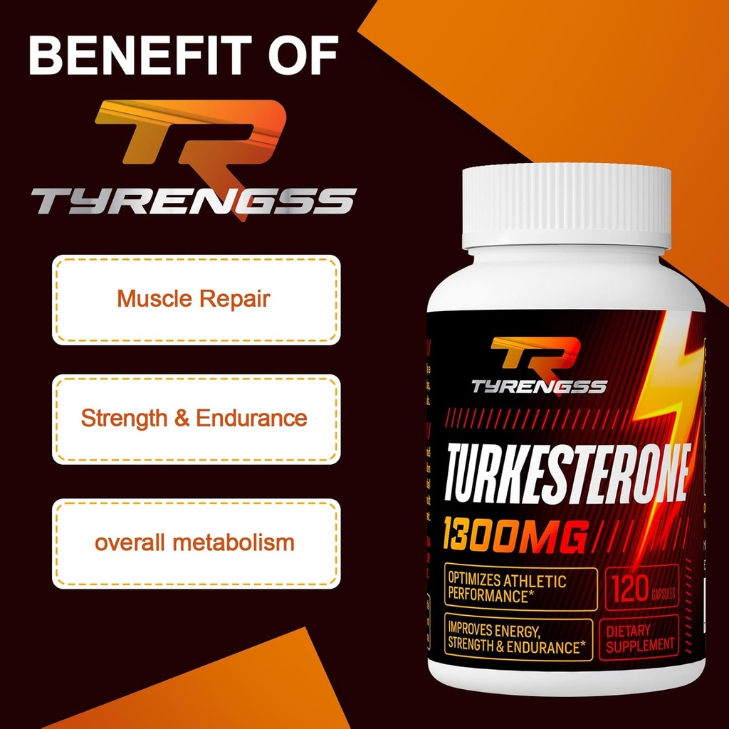 Turkesterone Supplement 1300mg Ultra High Strength (Ajuga Turkestanica Extract Std. to 20% Turkesterone), for Athletic Performance & Muscle Mass,240 Capsules 6
