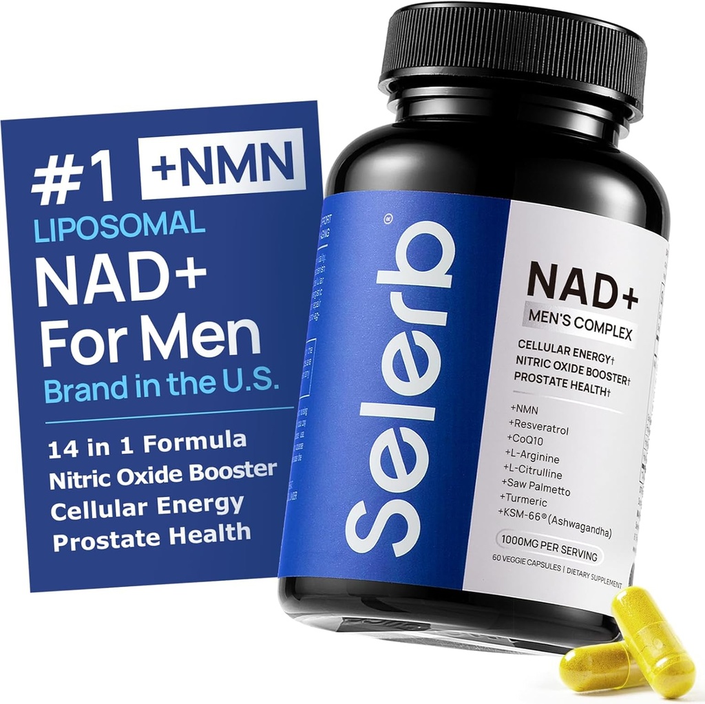 NAD+ Supplements for Men – Nitric Oxide Prostate Health Supplements for Men with Resveratrol, CoQ10, L Citrulline and Lycopene for Anti-Aging, Stamina & Cellular Energy Support 60 Capsules 2