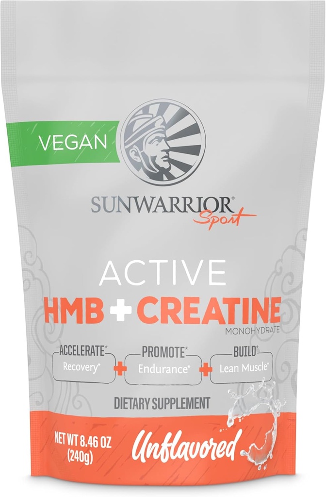 Sunwarrior HMB + Creatine Monohydrate Powder Micronized PreWorkout Leucine Recovery Supplement for Men & Women 240g Pouch | Unflavored 30 Servings 2