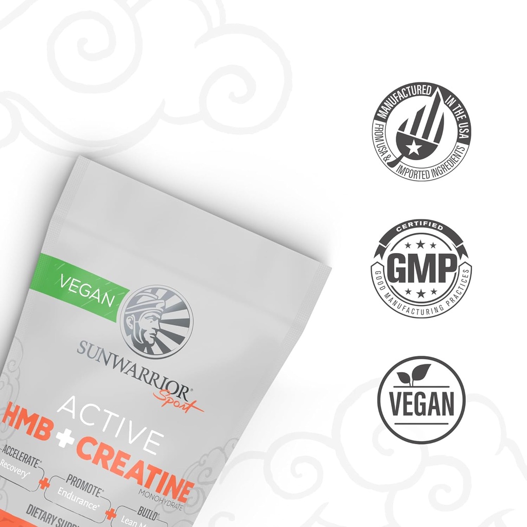Sunwarrior HMB + Creatine Monohydrate Powder Micronized PreWorkout Leucine Recovery Supplement for Men & Women 240g Pouch | Unflavored 30 Servings 4