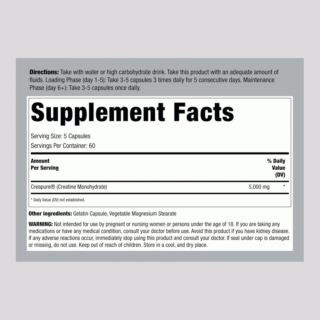 Fitness Labs German Creatine Monohydrate | 1000mg | 300 Capsules | Supplement for Women and Men | Non-GMO, Gluten Free 3