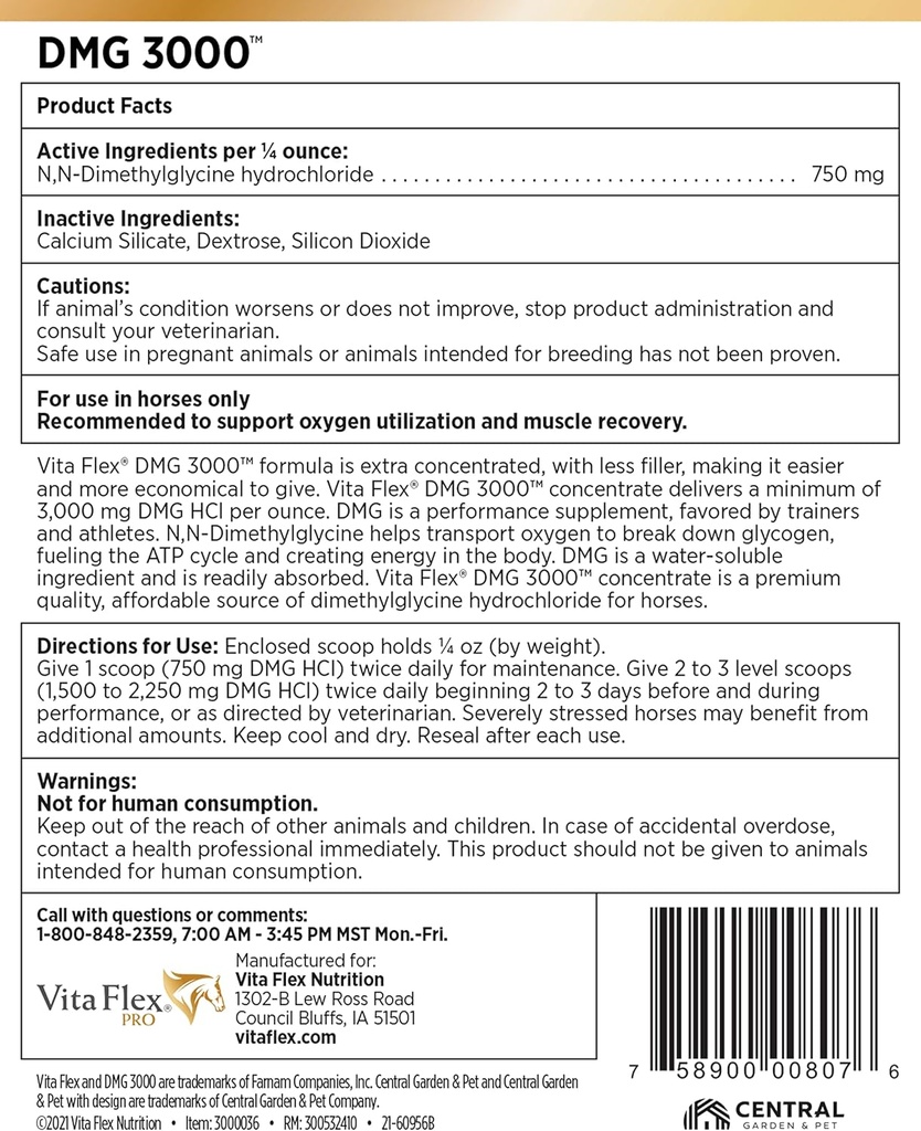 Vita Flex Pro DMG 3000 Horse DMG Concentrate, 4 Pounds, 128-Day Supply 6